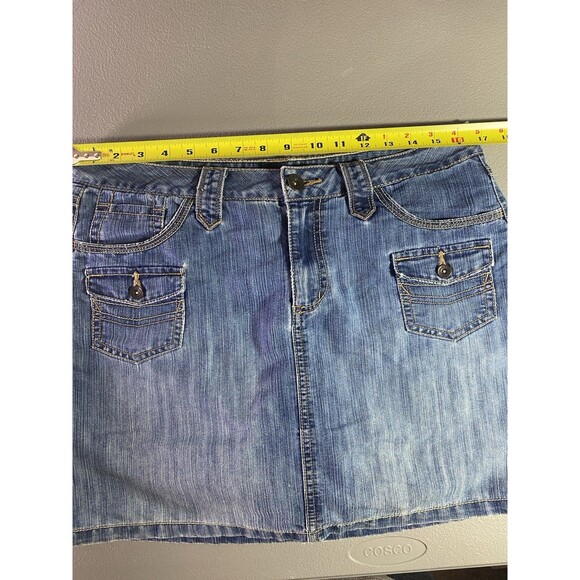 Vintage FADED GLORY Skort Denim Jean Med Wash Button Pockets 80s Womens 10 Blue - Picture 5 of 9